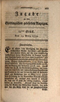 Göttingische Anzeigen von gelehrten Sachen. Zugabe (Göttingische Zeitungen von gelehrten Sachen) Samstag 13. März 1779