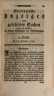 Göttingische Anzeigen von gelehrten Sachen (Göttingische Zeitungen von gelehrten Sachen) Samstag 8. Januar 1780