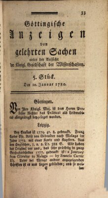 Göttingische Anzeigen von gelehrten Sachen (Göttingische Zeitungen von gelehrten Sachen) Montag 10. Januar 1780