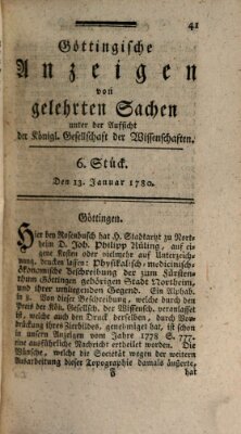 Göttingische Anzeigen von gelehrten Sachen (Göttingische Zeitungen von gelehrten Sachen) Donnerstag 13. Januar 1780