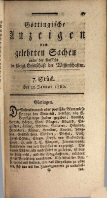 Göttingische Anzeigen von gelehrten Sachen (Göttingische Zeitungen von gelehrten Sachen) Samstag 15. Januar 1780