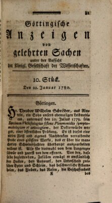 Göttingische Anzeigen von gelehrten Sachen (Göttingische Zeitungen von gelehrten Sachen) Samstag 22. Januar 1780