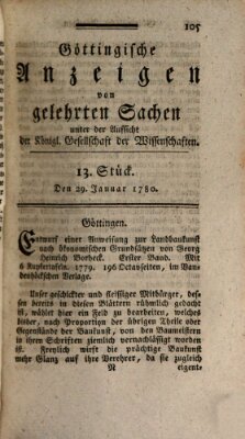 Göttingische Anzeigen von gelehrten Sachen (Göttingische Zeitungen von gelehrten Sachen) Samstag 29. Januar 1780