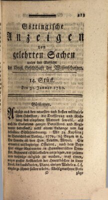 Göttingische Anzeigen von gelehrten Sachen (Göttingische Zeitungen von gelehrten Sachen) Montag 31. Januar 1780