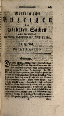 Göttingische Anzeigen von gelehrten Sachen (Göttingische Zeitungen von gelehrten Sachen) Donnerstag 17. Februar 1780