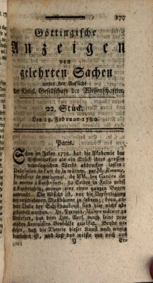 Göttingische Anzeigen von gelehrten Sachen (Göttingische Zeitungen von gelehrten Sachen) Samstag 19. Februar 1780