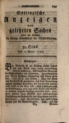 Göttingische Anzeigen von gelehrten Sachen (Göttingische Zeitungen von gelehrten Sachen) Montag 6. März 1780