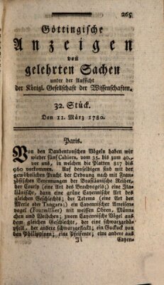 Göttingische Anzeigen von gelehrten Sachen (Göttingische Zeitungen von gelehrten Sachen) Samstag 11. März 1780