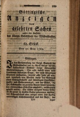 Göttingische Anzeigen von gelehrten Sachen (Göttingische Zeitungen von gelehrten Sachen) Samstag 27. Mai 1780