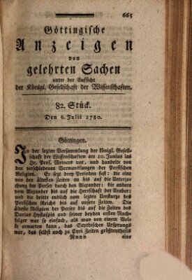 Göttingische Anzeigen von gelehrten Sachen (Göttingische Zeitungen von gelehrten Sachen) Donnerstag 6. Juli 1780