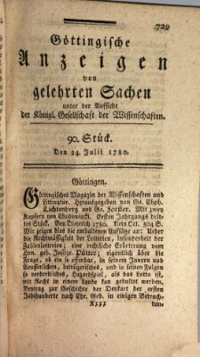 Göttingische Anzeigen von gelehrten Sachen (Göttingische Zeitungen von gelehrten Sachen) Montag 24. Juli 1780