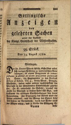 Göttingische Anzeigen von gelehrten Sachen (Göttingische Zeitungen von gelehrten Sachen) Montag 14. August 1780