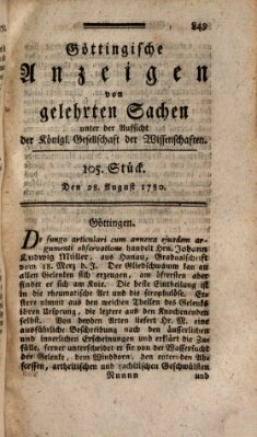 Göttingische Anzeigen von gelehrten Sachen (Göttingische Zeitungen von gelehrten Sachen) Montag 28. August 1780