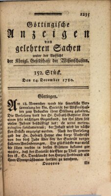 Göttingische Anzeigen von gelehrten Sachen (Göttingische Zeitungen von gelehrten Sachen) Donnerstag 14. Dezember 1780