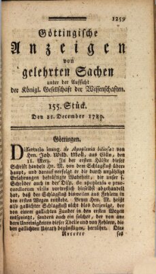 Göttingische Anzeigen von gelehrten Sachen (Göttingische Zeitungen von gelehrten Sachen) Donnerstag 21. Dezember 1780