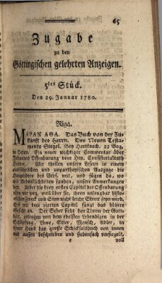 Göttingische Anzeigen von gelehrten Sachen. Zugabe (Göttingische Zeitungen von gelehrten Sachen) Samstag 29. Januar 1780