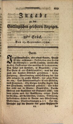 Göttingische Anzeigen von gelehrten Sachen. Zugabe (Göttingische Zeitungen von gelehrten Sachen) Samstag 23. September 1780