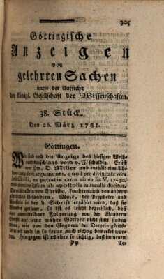 Göttingische Anzeigen von gelehrten Sachen (Göttingische Zeitungen von gelehrten Sachen) Montag 26. März 1781