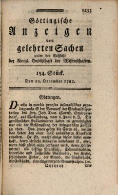 Göttingische Anzeigen von gelehrten Sachen (Göttingische Zeitungen von gelehrten Sachen) Donnerstag 20. Dezember 1781