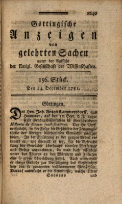 Göttingische Anzeigen von gelehrten Sachen (Göttingische Zeitungen von gelehrten Sachen) Montag 24. Dezember 1781