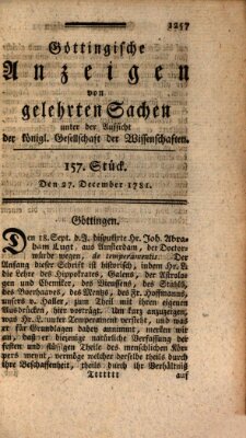 Göttingische Anzeigen von gelehrten Sachen (Göttingische Zeitungen von gelehrten Sachen) Donnerstag 27. Dezember 1781