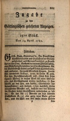 Göttingische Anzeigen von gelehrten Sachen. Zugabe (Göttingische Zeitungen von gelehrten Sachen) Samstag 14. April 1781