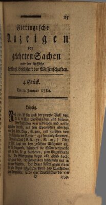 Göttingische Anzeigen von gelehrten Sachen (Göttingische Zeitungen von gelehrten Sachen) Donnerstag 10. Januar 1782