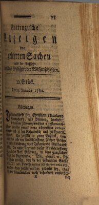 Göttingische Anzeigen von gelehrten Sachen (Göttingische Zeitungen von gelehrten Sachen) Donnerstag 24. Januar 1782