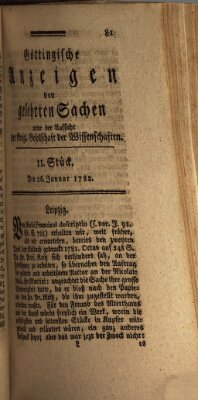 Göttingische Anzeigen von gelehrten Sachen (Göttingische Zeitungen von gelehrten Sachen) Samstag 26. Januar 1782