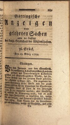 Göttingische Anzeigen von gelehrten Sachen (Göttingische Zeitungen von gelehrten Sachen) Samstag 23. März 1782