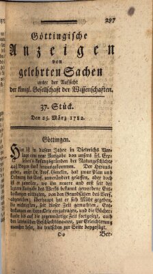 Göttingische Anzeigen von gelehrten Sachen (Göttingische Zeitungen von gelehrten Sachen) Montag 25. März 1782