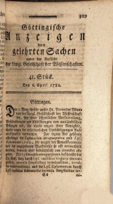 Göttingische Anzeigen von gelehrten Sachen (Göttingische Zeitungen von gelehrten Sachen) Samstag 6. April 1782