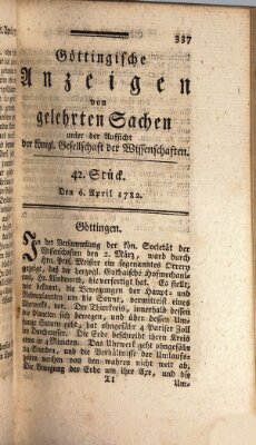 Göttingische Anzeigen von gelehrten Sachen (Göttingische Zeitungen von gelehrten Sachen) Samstag 6. April 1782