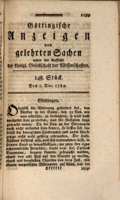 Göttingische Anzeigen von gelehrten Sachen (Göttingische Zeitungen von gelehrten Sachen) Samstag 7. Dezember 1782