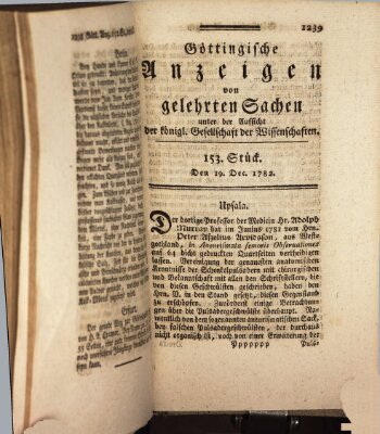 Göttingische Anzeigen von gelehrten Sachen (Göttingische Zeitungen von gelehrten Sachen) Donnerstag 19. Dezember 1782