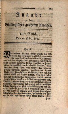 Göttingische Anzeigen von gelehrten Sachen. Zugabe (Göttingische Zeitungen von gelehrten Sachen) Samstag 16. März 1782