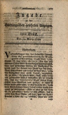 Göttingische Anzeigen von gelehrten Sachen. Zugabe (Göttingische Zeitungen von gelehrten Sachen) Samstag 23. März 1782