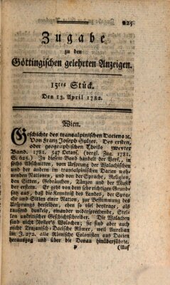 Göttingische Anzeigen von gelehrten Sachen. Zugabe (Göttingische Zeitungen von gelehrten Sachen) Samstag 13. April 1782