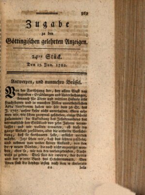 Göttingische Anzeigen von gelehrten Sachen. Zugabe (Göttingische Zeitungen von gelehrten Sachen) Samstag 15. Juni 1782