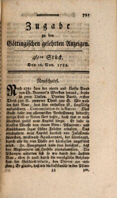 Göttingische Anzeigen von gelehrten Sachen. Zugabe (Göttingische Zeitungen von gelehrten Sachen) Samstag 16. November 1782