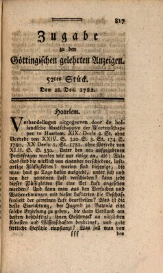 Göttingische Anzeigen von gelehrten Sachen. Zugabe (Göttingische Zeitungen von gelehrten Sachen) Samstag 28. Dezember 1782