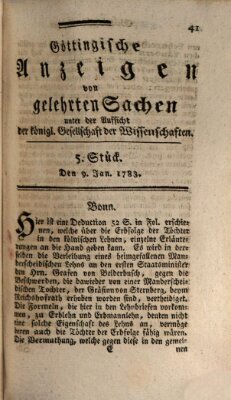 Göttingische Anzeigen von gelehrten Sachen (Göttingische Zeitungen von gelehrten Sachen) Donnerstag 9. Januar 1783