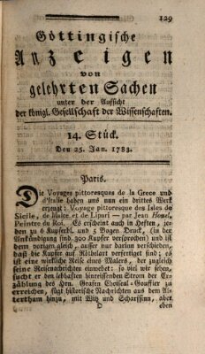 Göttingische Anzeigen von gelehrten Sachen (Göttingische Zeitungen von gelehrten Sachen) Samstag 25. Januar 1783