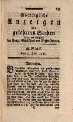 Göttingische Anzeigen von gelehrten Sachen (Göttingische Zeitungen von gelehrten Sachen) Montag 27. Januar 1783