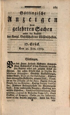 Göttingische Anzeigen von gelehrten Sachen (Göttingische Zeitungen von gelehrten Sachen) Donnerstag 30. Januar 1783