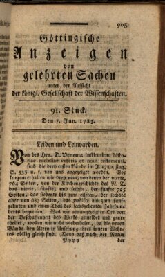 Göttingische Anzeigen von gelehrten Sachen (Göttingische Zeitungen von gelehrten Sachen) Samstag 7. Juni 1783