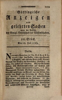 Göttingische Anzeigen von gelehrten Sachen (Göttingische Zeitungen von gelehrten Sachen) Montag 28. Juli 1783