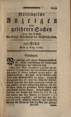 Göttingische Anzeigen von gelehrten Sachen (Göttingische Zeitungen von gelehrten Sachen) Montag 4. August 1783