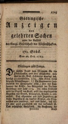 Göttingische Anzeigen von gelehrten Sachen (Göttingische Zeitungen von gelehrten Sachen) Montag 20. Oktober 1783