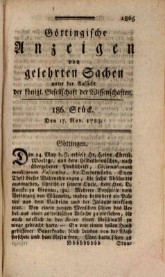 Göttingische Anzeigen von gelehrten Sachen (Göttingische Zeitungen von gelehrten Sachen) Montag 17. November 1783